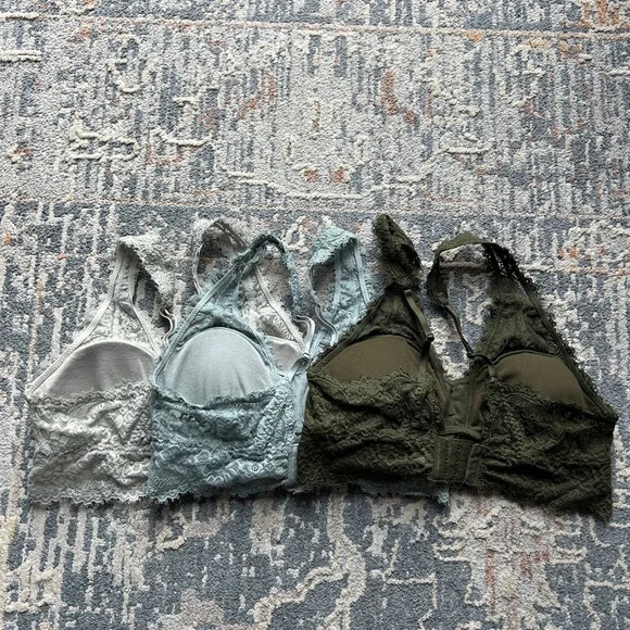 Aerie Lace Bralette Trio - Olive, Light Blue, and Gray Blue - Picture 10 of 10
